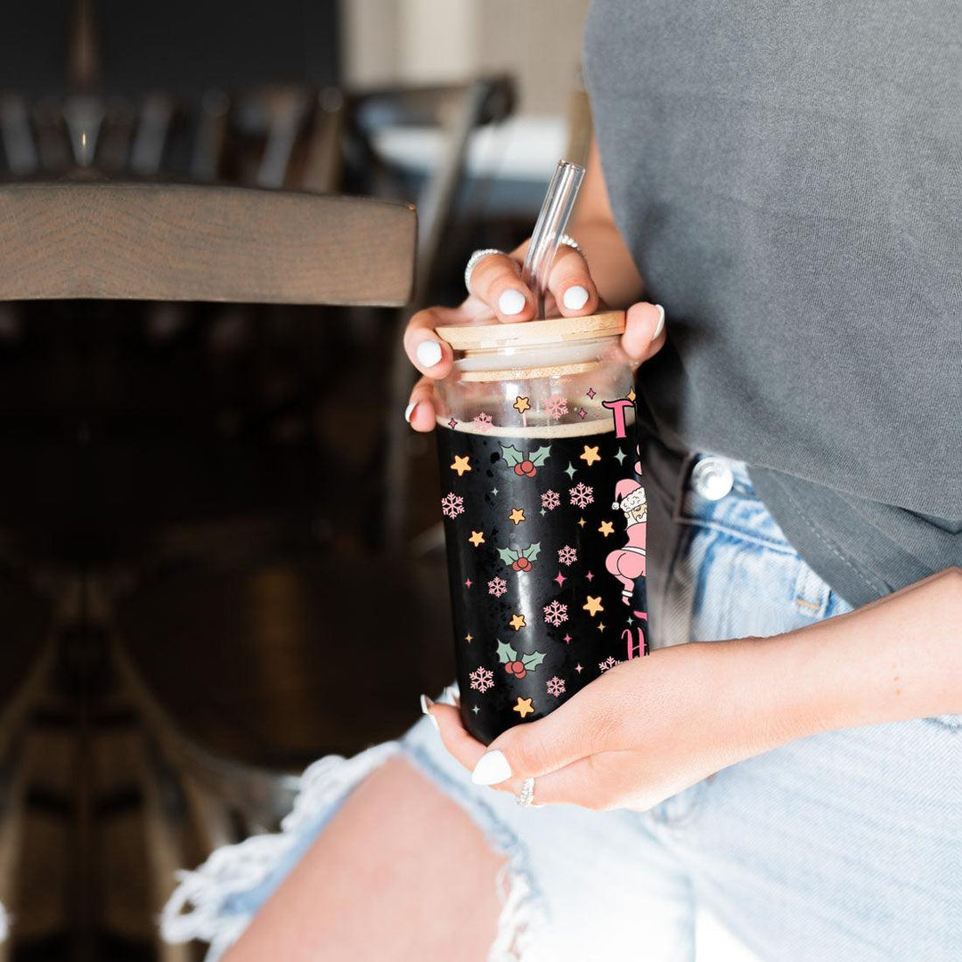 Funny Christmas Coffee Mug 17oz Pink Pastel Twerking Santa Naughty Holiday Cocoa Eggnog Cup