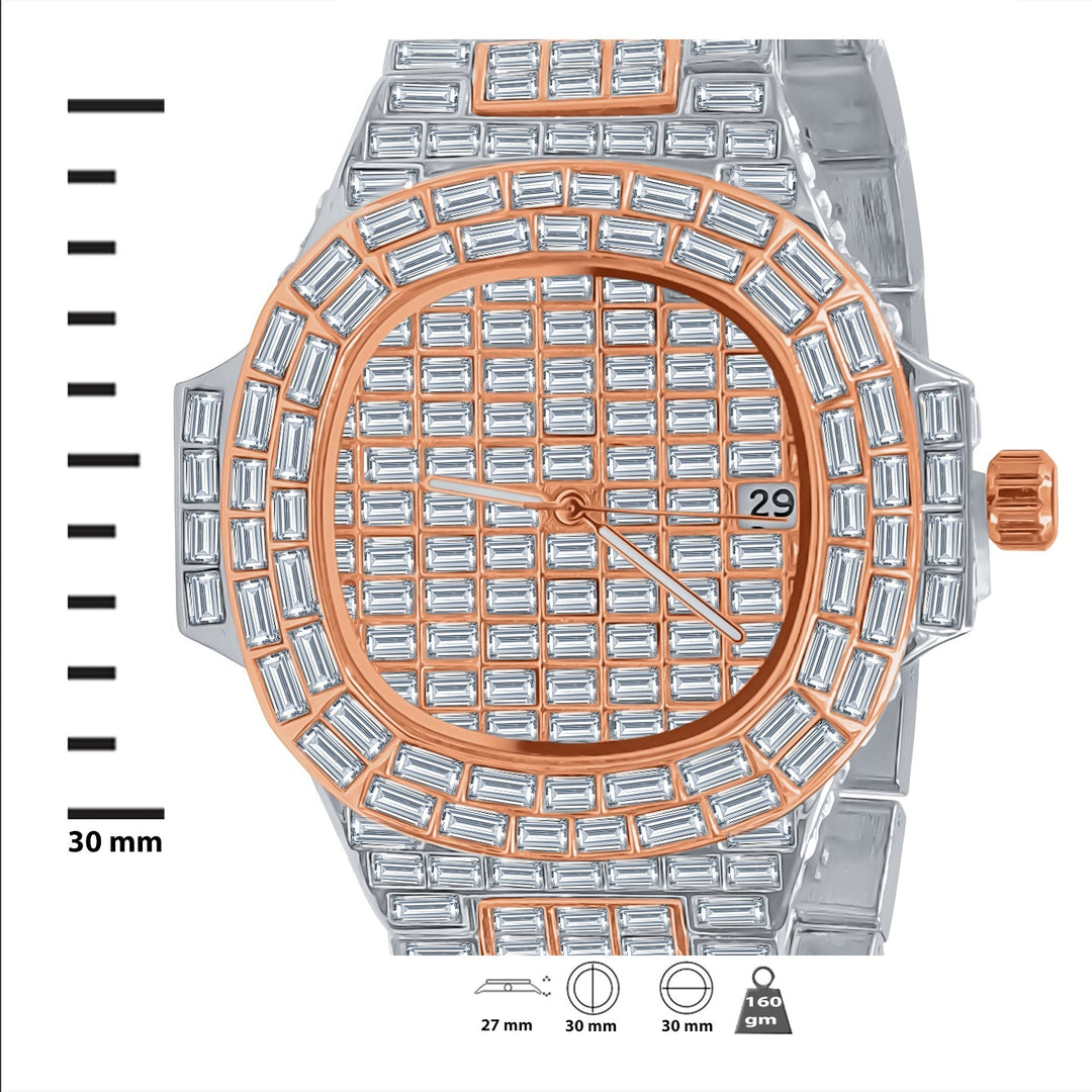 Iced Baguette Hip Hop Metal Watch Quartz Streetwear