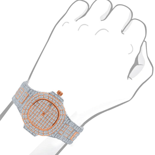 Iced Baguette Hip Hop Metal Watch Quartz Streetwear