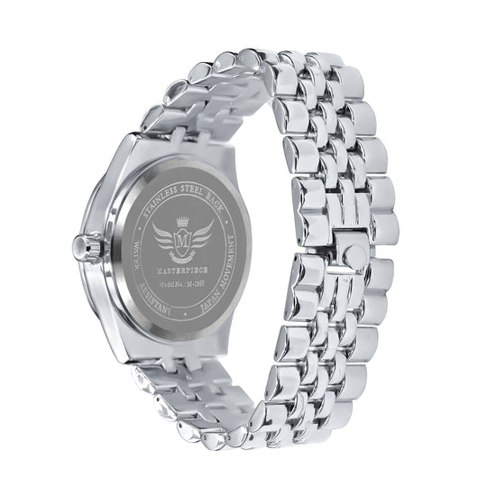 Iced Out Stainless Steel Hip Hop Watch Mother Of Pearl
