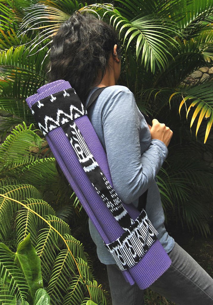 Handwoven Backstrap Yoga Mat Sling - Tribal Guatemalan Design, Lightweight
