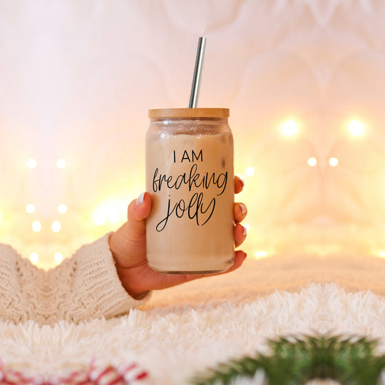 Freaking Jolly 17oz Tumbler With Bamboo Lid, 2 Stainless Straws And Cleaner