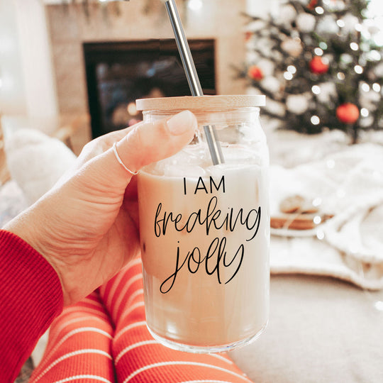 Freaking Jolly 17oz Tumbler With Bamboo Lid, 2 Stainless Straws And Cleaner