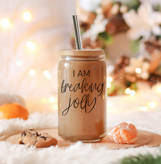Freaking Jolly 17oz Tumbler With Bamboo Lid, 2 Stainless Straws And Cleaner