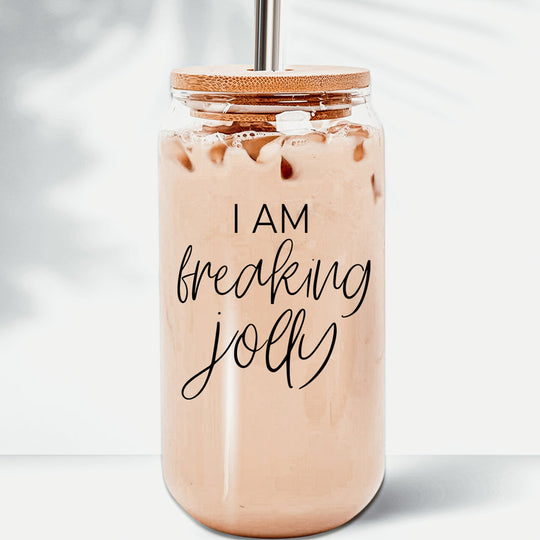 Freaking Jolly 17oz Tumbler With Bamboo Lid, 2 Stainless Straws And Cleaner