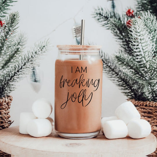 Freaking Jolly 17oz Tumbler With Bamboo Lid, 2 Stainless Straws And Cleaner
