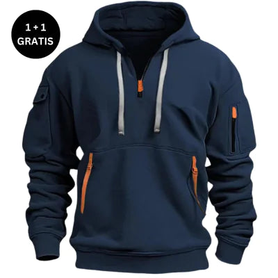Cotton Dropped Shoulder Hooded Sweatshirt - # BOAA13510021