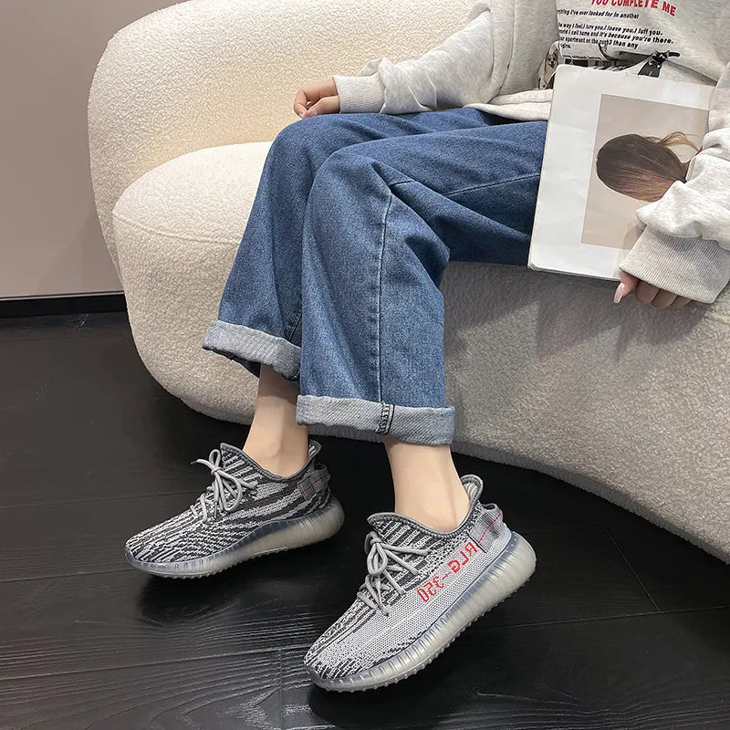 Letter Lace-Up Platform Athletic Shoes