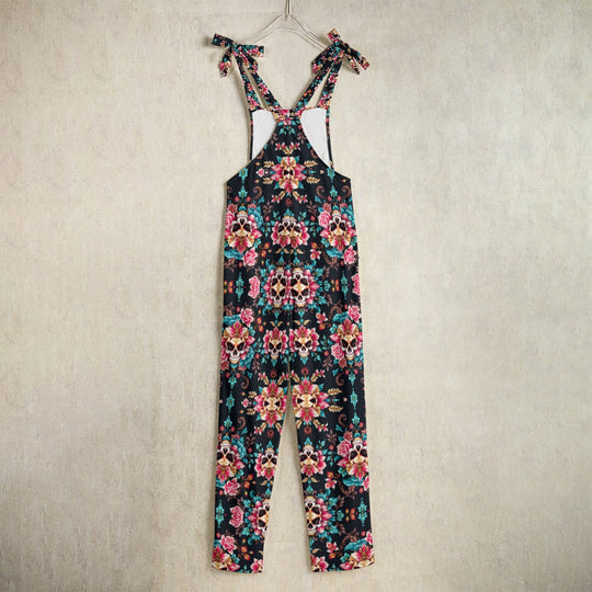 Munsieur Luxury Floral Print Jumpsuit with Tie Straps