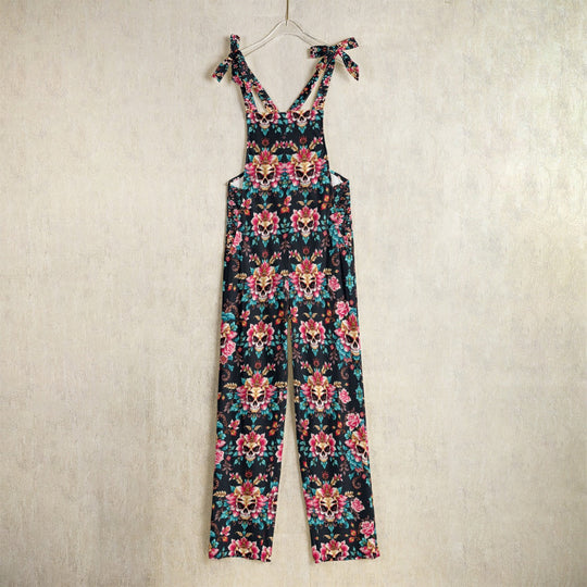 Munsieur Luxury Floral Print Jumpsuit with Tie Straps