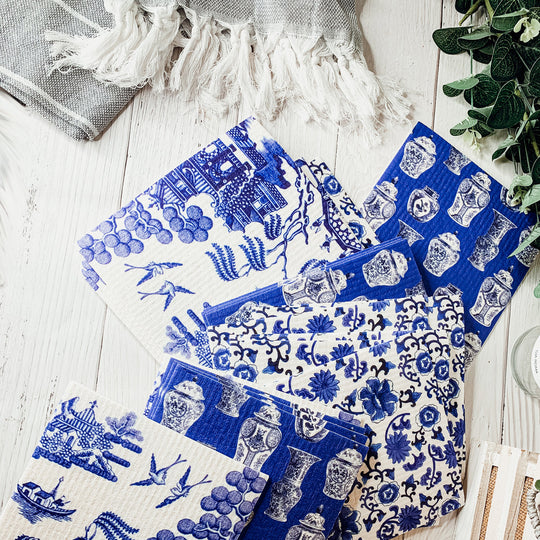 Chinoiserie Eco Kitchen Cloths - Biodegradable Cellulose Cotton, 3 Designs