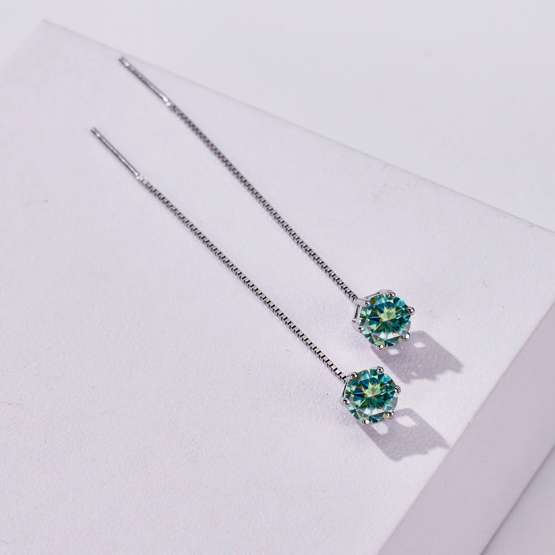 Moissanite Drop Earrings 5-6.5mm Sterling 925 Silver Solitaire Dangle Gift
