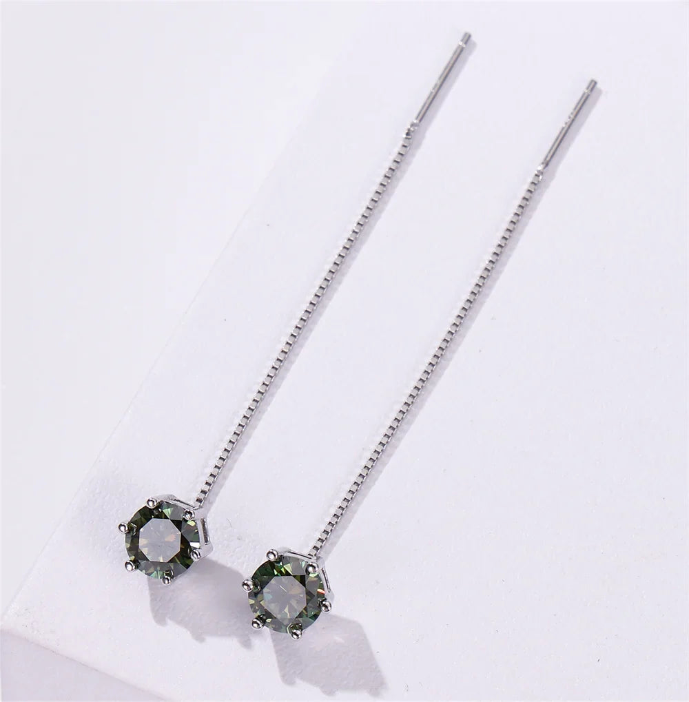 Moissanite Drop Earrings 5-6.5mm Sterling 925 Silver Solitaire Dangle Gift