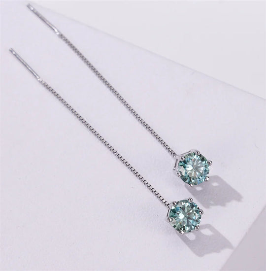 Moissanite Drop Earrings 5-6.5mm Sterling 925 Silver Solitaire Dangle Gift