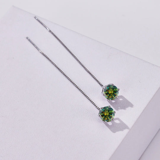 Moissanite Drop Earrings 5-6.5mm Sterling 925 Silver Solitaire Dangle Gift