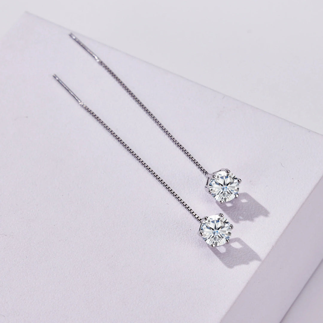 Moissanite Drop Earrings 5-6.5mm Sterling 925 Silver Solitaire Dangle Gift
