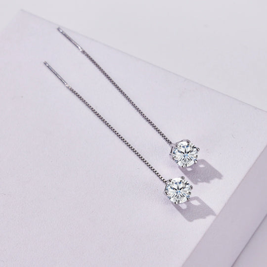 Moissanite Drop Earrings 5-6.5mm Sterling 925 Silver Solitaire Dangle Gift