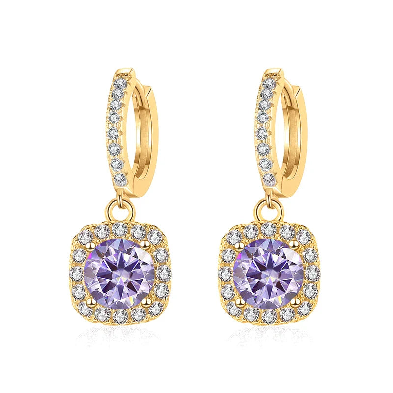 1ct GRA-Certified Moissanite Drop Earrings VVS D 18K Gold Plated 925 Sterling