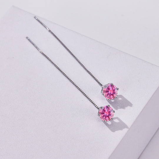 Moissanite Drop Earrings 5-6.5mm Sterling 925 Silver Solitaire Dangle Gift