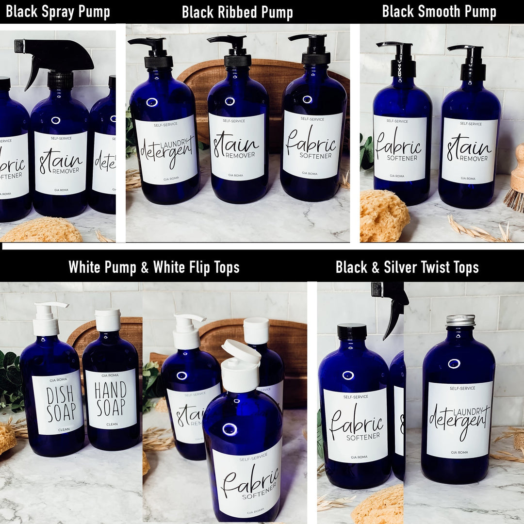 16oz Glass Tumbler Blue With Black Label - Reusable BPA Free Drinking Cup