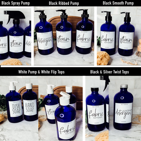 16oz Glass Tumbler Blue With Black Label - Reusable BPA Free Drinking Cup