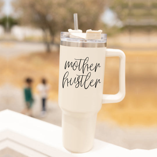 Mother Hustler 40oz Tumbler For Moms Personal Insulated Straw Cup Travel Mug