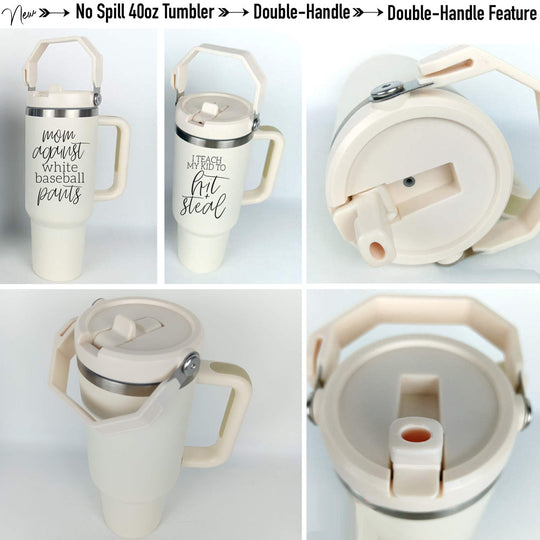 Baseball Mom 40oz Tumbler With Handle Straw Spill Proof Spout Travel Cup