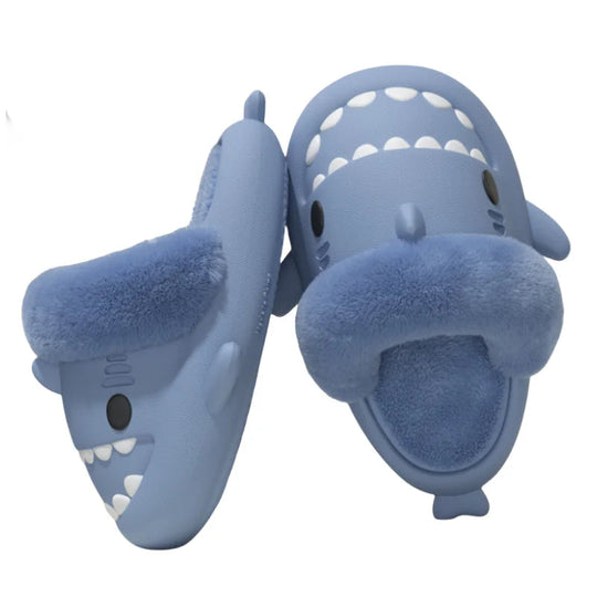 Winter Plush Shark Slippers Boys Men - # BOAA73410003