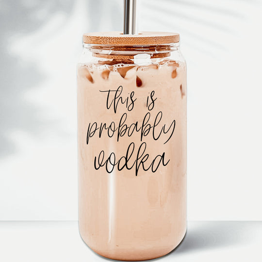 17oz Glass Tumbler With Bamboo Lid And 2 Stainless Straws - Reusable Drink Cup