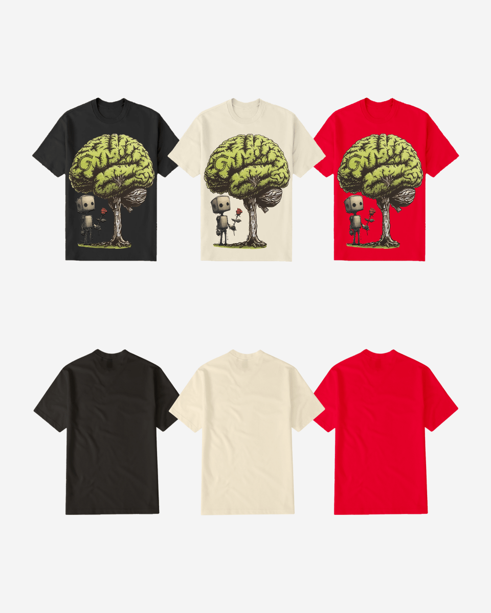 G-West Regular Fit T Brain Front Graphic T Shirt Mens