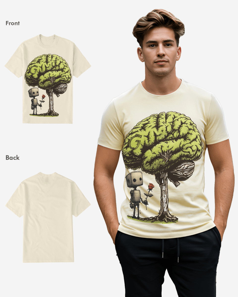 G-West Regular Fit T Brain Front Graphic T Shirt Mens