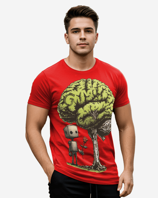 G-West Regular Fit T Brain Front Graphic T Shirt Mens