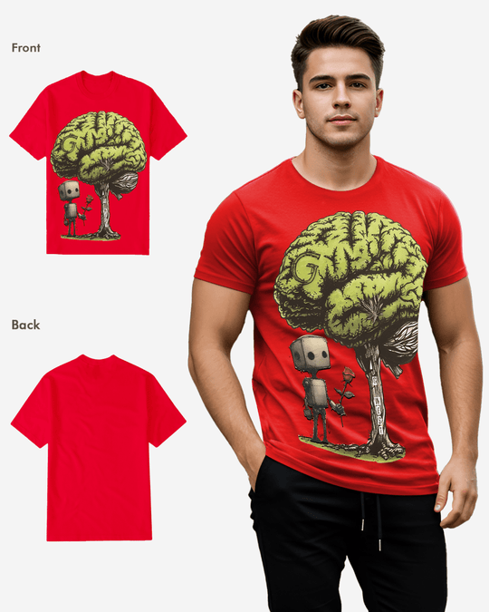 G-West Regular Fit T Brain Front Graphic T Shirt Mens