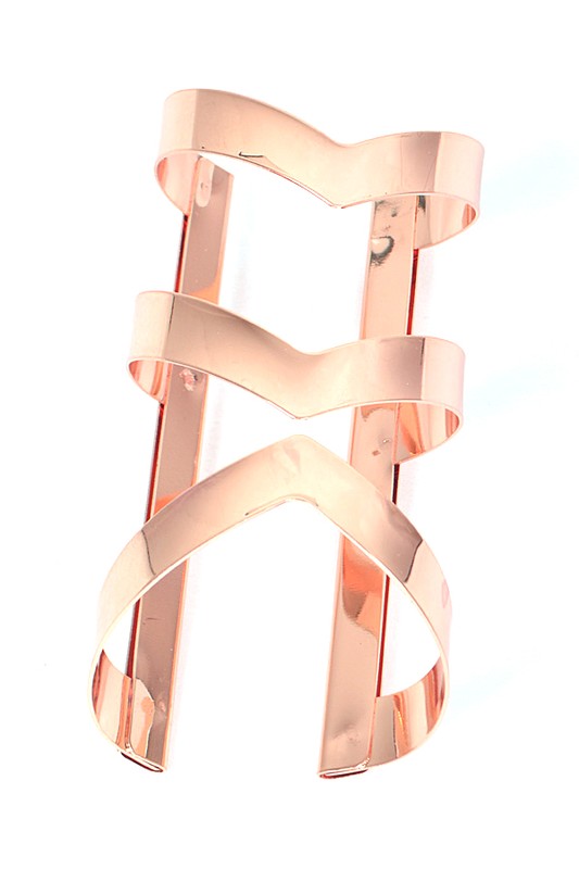 Rose Gold Openwork Adjustable Cuff Bangle For Women