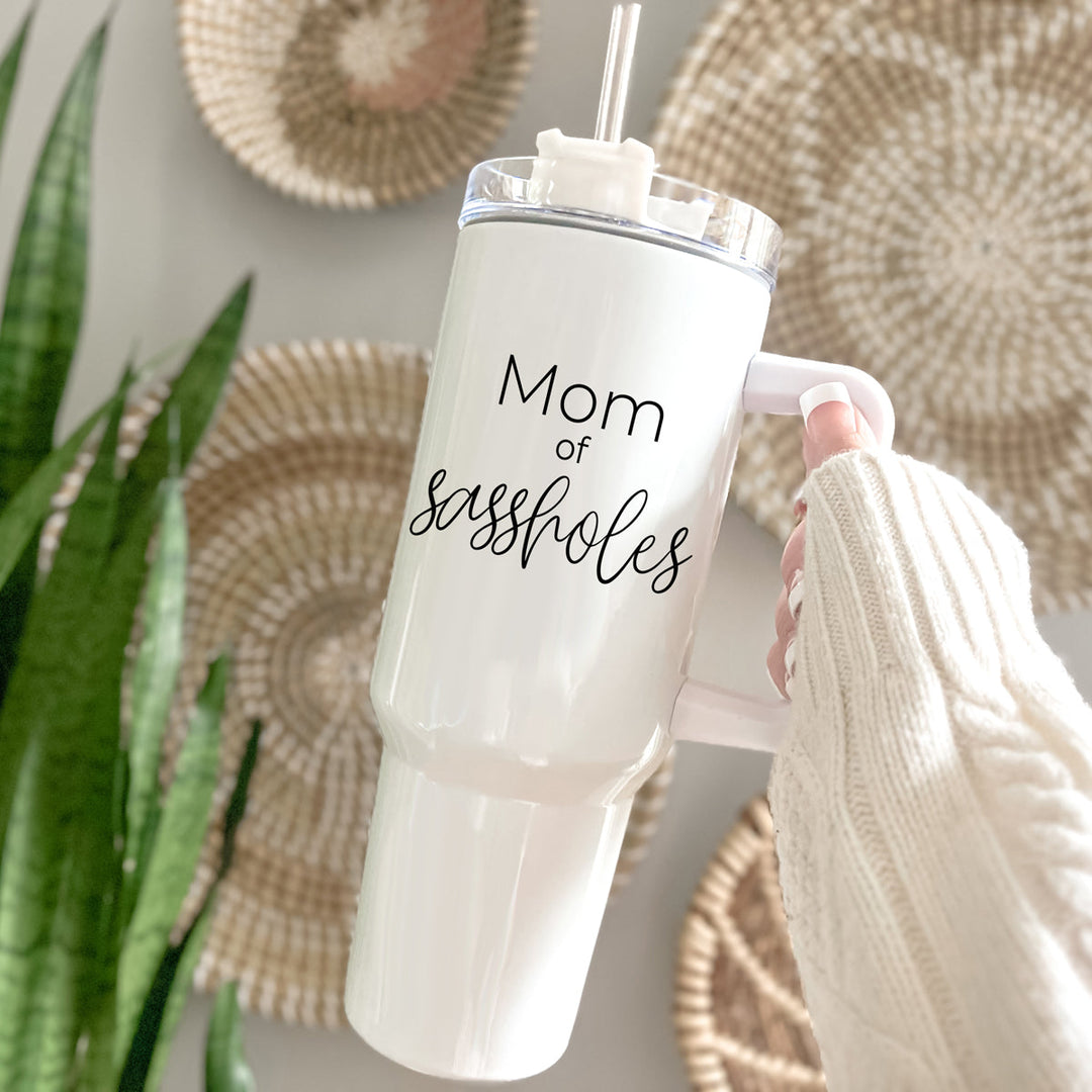 40oz Insulated Travel Tumbler With Handle Lid Straw - Funny Mom Gift Mug