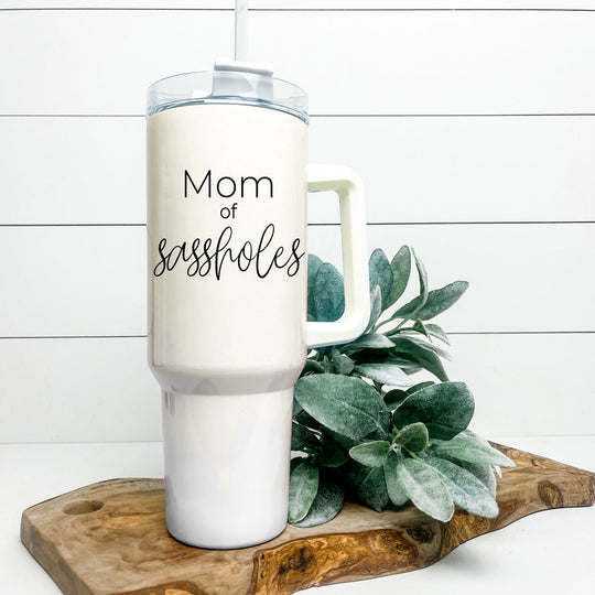 40oz Insulated Travel Tumbler With Handle Lid Straw - Funny Mom Gift Mug