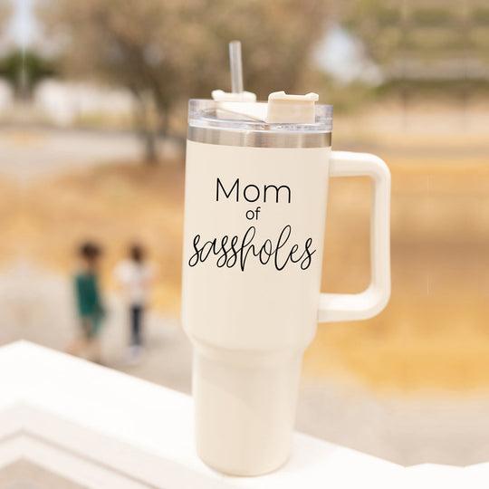 40oz Insulated Travel Tumbler With Handle Lid Straw - Funny Mom Gift Mug