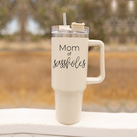 40oz Insulated Travel Tumbler With Handle Lid Straw - Funny Mom Gift Mug