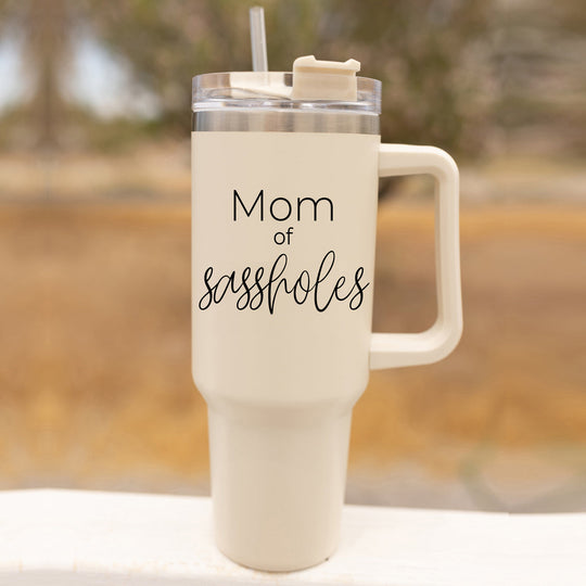 40oz Insulated Travel Tumbler With Handle Lid Straw - Funny Mom Gift Mug