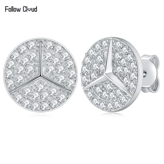 0.8ct Round Star Cut Moissanite D Color Halo Rhodium 925 Sterling Silver Studs