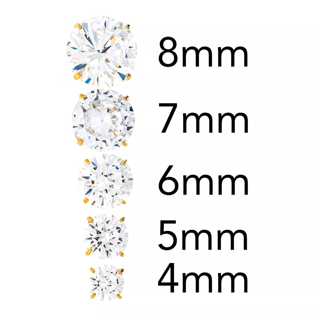 14K Yellow Gold Simulated Diamond Round Stud Earrings