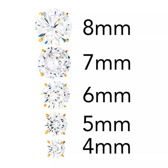 14K Yellow Gold Simulated Diamond Round Stud Earrings