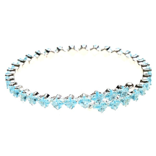 Single Line Halo Square Rhinestone Wrap Bracelet Silver