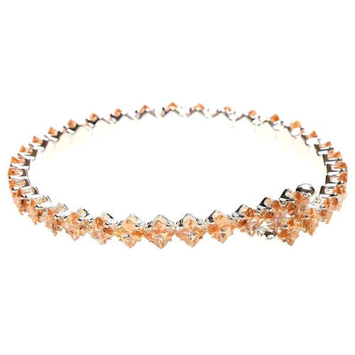 Single Line Halo Square Rhinestone Wrap Bracelet Silver