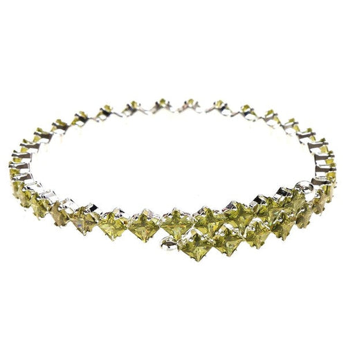 Single Line Halo Square Rhinestone Wrap Bracelet Silver