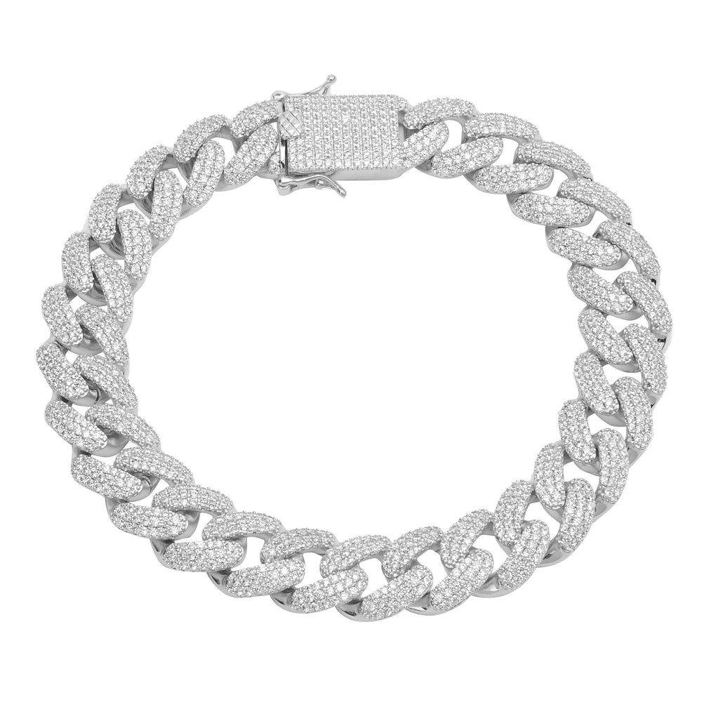 12mm Iced Out Cuban Link Bracelet Solid Brass Copper Micro Pave AAA CZ
