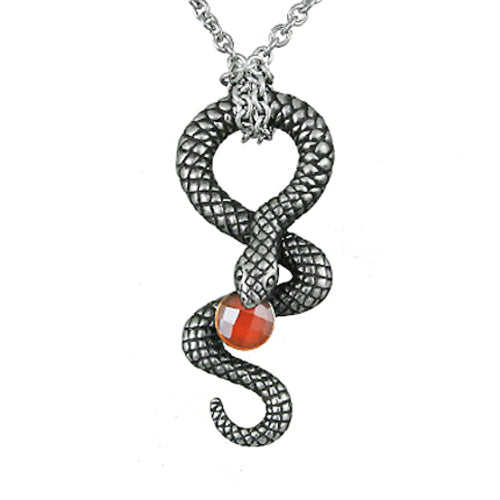 Snake Red Stone Pendant Necklace Gothic Serpent Jewelry