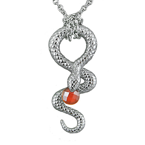 Snake Red Stone Pendant Necklace Gothic Serpent Jewelry