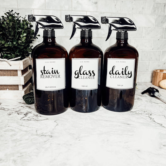 32 Oz Amber Glass Reusable Dispenser Bottle For Soap Laundry Mouthwash Refillable Pump Included