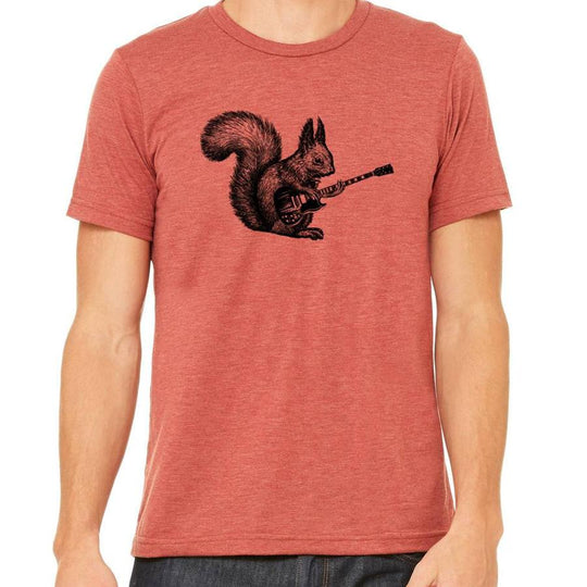 Squirrel Guitar Graphic Tee Men Funny Rock Vintage Shirt